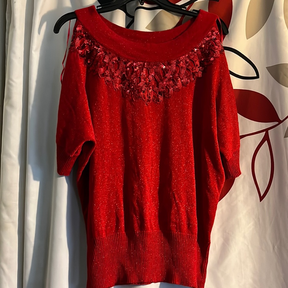 Joseph A women Poinsetta size XL pullover blouse